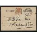 OFS 1898 (6 AU) 11th PTG Stamp B/Kaart Bloemfontein to Grahamstown. See below.