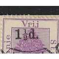 OFS 1893 September 1 1/2d on 2d surcharged Stamp Brief Kaart. 3nd Printing. Unused. See below.