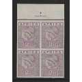 Transvaal: `AFRICA` De La Rue Imperf Control block - dull purple and dull mauve, uncoated paper.