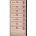 OFS 1900 1/2d Red : Scarce assembly of 7 different `V.R.I.` BRIEFKAART  overprints. See below.