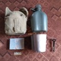 Esbit stove, opener, firebucket, waterbottle and pouch.