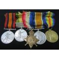**Boer War & WWI Medal set**All medals issued to H.L. Harpur**With 3 spare ribbons**