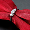 New 18K RGP in white gold, ladies Engagement style ring with 3 Genuine Austrian crystals