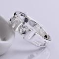 New 925 Sterling Silver filled Ladies symmetrical design ring with 1ct crystal center