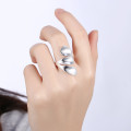 New 925 Sterling Silver filled Wave design Chunky ring