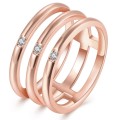 18K RGP in rose gold Triple Row ring with Genuine Austrian crystals