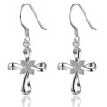925 Sterling Silver filled Ladies cross earrings with Genuine Crystal detail