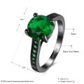 Genuine gun metal plated, Ladies 2cr simulated emerald ring