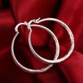 New 925 Sterling silver filled Chunky Ladies 4cm Hoop Earrings, with fine detail design