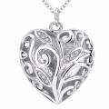 Chunky Design Filigree Sterling Silver Filled ladies heart necklace with FREE chain