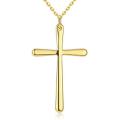 New 18K RGP in yellow gold, Plain design Cross pendant with FREE chain included