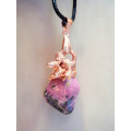 `Natures Gifts`  Handmade Copper electroformed pendant with genuine Rhodonite stone Ref. NG-6