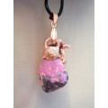 `Natures Gifts`  Handmade Copper electroformed pendant with genuine Rhodonite stone Ref. NG-6
