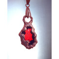 `Natures Gifts`  Handmade Copper electroformed pendant with genuine Garnet Ref. NG-7