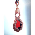 `Natures Gifts`  Handmade Copper electroformed pendant with genuine Garnet Ref. NG-7