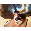 `Natures Gifts` Handmade Copper electroformed pendant with genuine Banded Agate. Ref. NG2