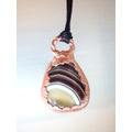 `Natures Gifts` Handmade Copper electroformed pendant with genuine Banded Agate. Ref. NG2