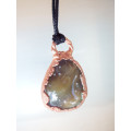 `Natures Gifts` Handmade Copper electroformed pendant with genuine Banded Agate. Ref. NG2