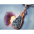 `Natures Gifts`  Handmade Copper electroformed pendant with genuine `Snowflake` Obsidian. Ref. NG-4
