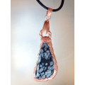 `Natures Gifts`  Handmade Copper electroformed pendant with genuine `Snowflake` Obsidian. Ref. NG-4