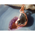 `Natures Gifts`  Handmade Copper electroformed pendant with genuine Banded Agate Ref. NG-14