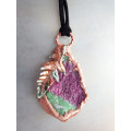 `Natures Gifts` Handmade Copper electroformed pendant with genuine Ruby in Zoisite Ref. NG-12