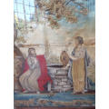An antique Georgian painted Silk and Embroidered Jesus and Rebecca at the Well Ref. AR/19
