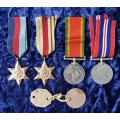 WWII Medal and dog tag set