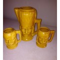 Ceramic Beer Jug & 2 Mugs
