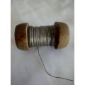 Vinage Wooden Spool of ultra thin gauge galvanised wire