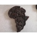Set of 5 Handcarved Wooden Curio Big 5 Maps of South Africa