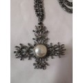 Vintage Stainless Steel Gothic Cross & Chain