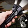 LED Torch Flashlight with 3 Heads. Portable, Rechargeable, Zoomable. Collections are allowed