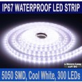 LED STRIP LIGHTS: 5 Metres 12Volts Waterproof in COOL White. Collections are allowed.