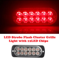 RED 12LEDs Motor Vehicle Grille Strobe Flash LED Cluster Lights 12V/24V DC. Collections Are Allowed.