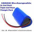 Rechargeable 18650 Battery Triangle Pack 3.7V 3-Cells. Light Duty Applications. Collections Allowed.