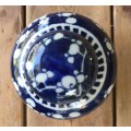 Indigo blue hand painted ginger jar with lid