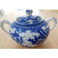 Oriental blue and white eggshell sugar bowl with lid