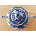 Oriental blue and white eggshell sugar bowl with lid
