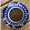 Indigo blue hand painted ginger jar with lid