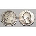 USA - 2 silver coins as 1 lot: 1906 quarter dollar, 1940 quarter dollar