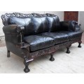 BALL AND CLAW -3 Seater Genuine Leather  BLACK