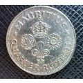 1934 Mauritius Quarter Rupee .916 Sterling Silver 19mm diameter .VERY COLLECTABLE