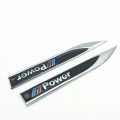 2 x M Power Emblems Badge 3D Car Sticker Side Metal Knife Type Fender For Bmw