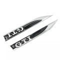 2 x GTI Emblems Badge 3D Car Sticker Side Metal Knife Type Fender For Vw