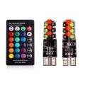 2 x T10 (W5W/194) RGB 5050 SMD Multi Color Wedge  Light Bulb - Remote Controlled Park Light