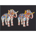 British Museum Post Card -- Pair of Porcelain Model Elephants, Edo Period. Japan