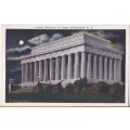 Vintage Post Card - Lincoln Memorial by Night, Washinton, D.C. USA