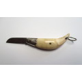 Vintage miniature bone folding knife / key chain / pendant knife