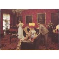 Vintage postcard - Warwick Castle, The Private Apartments, Madame Tussauds Royal Weekend Party, Eng.